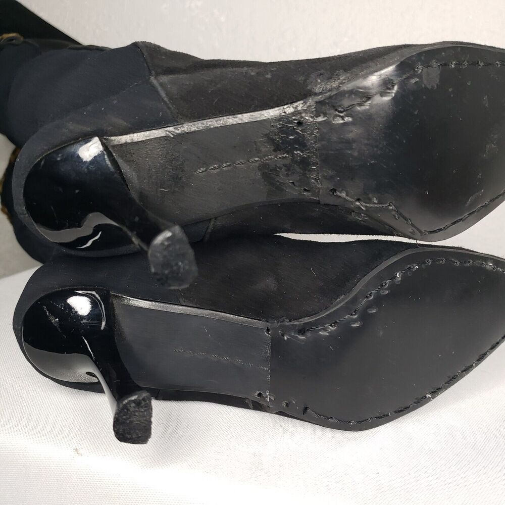 Stuart weitzman Over The Knee Black Suede Leopard Pointed Toe Heel Sz 6.5 Boots - Picture 12 of 13